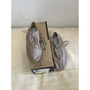 Leo's Jazz Dance Shoes Ladies 4.5 M Beige Split Sole Lace Up w Box